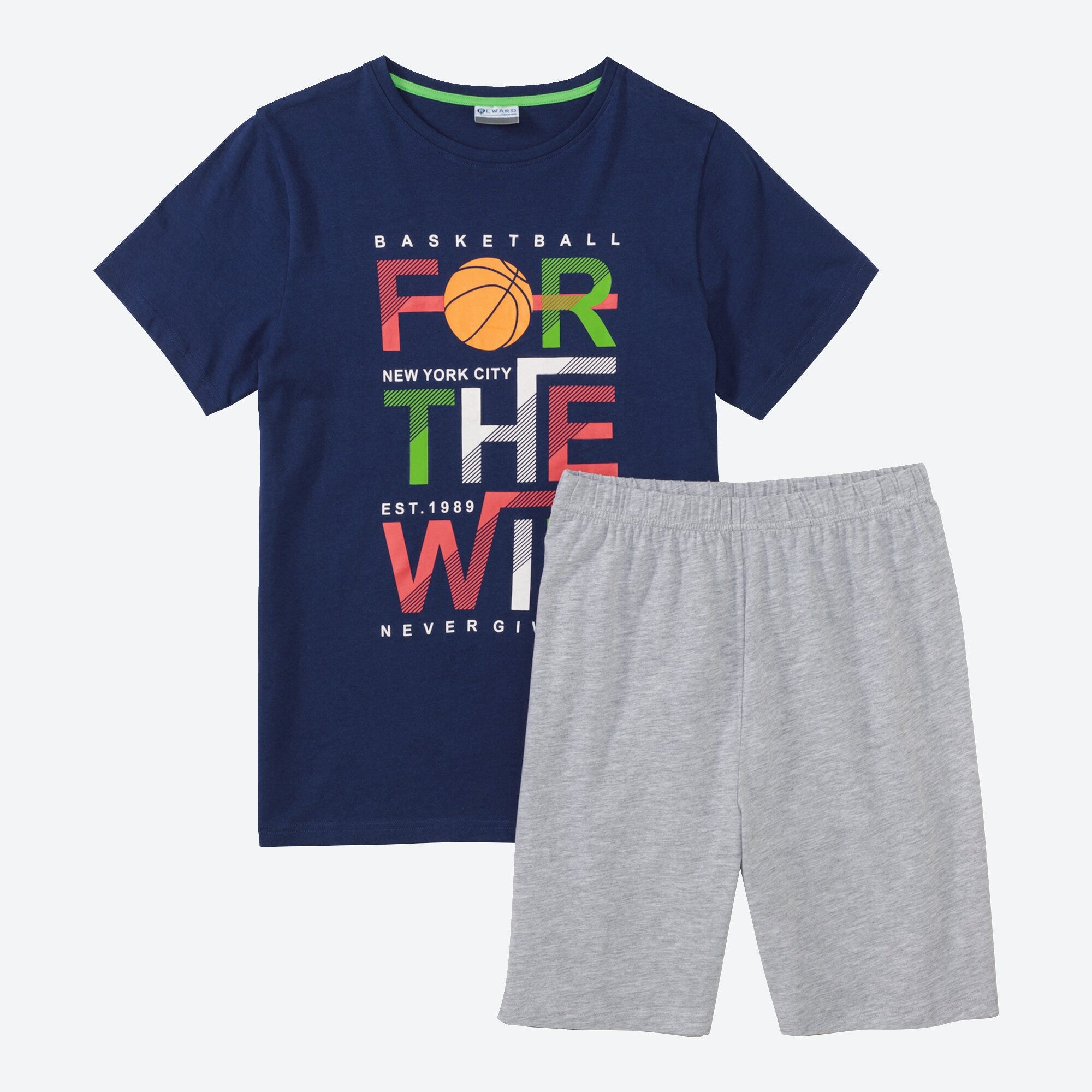 Teener-Jungen-Shorty mit Druck, 2-teilig