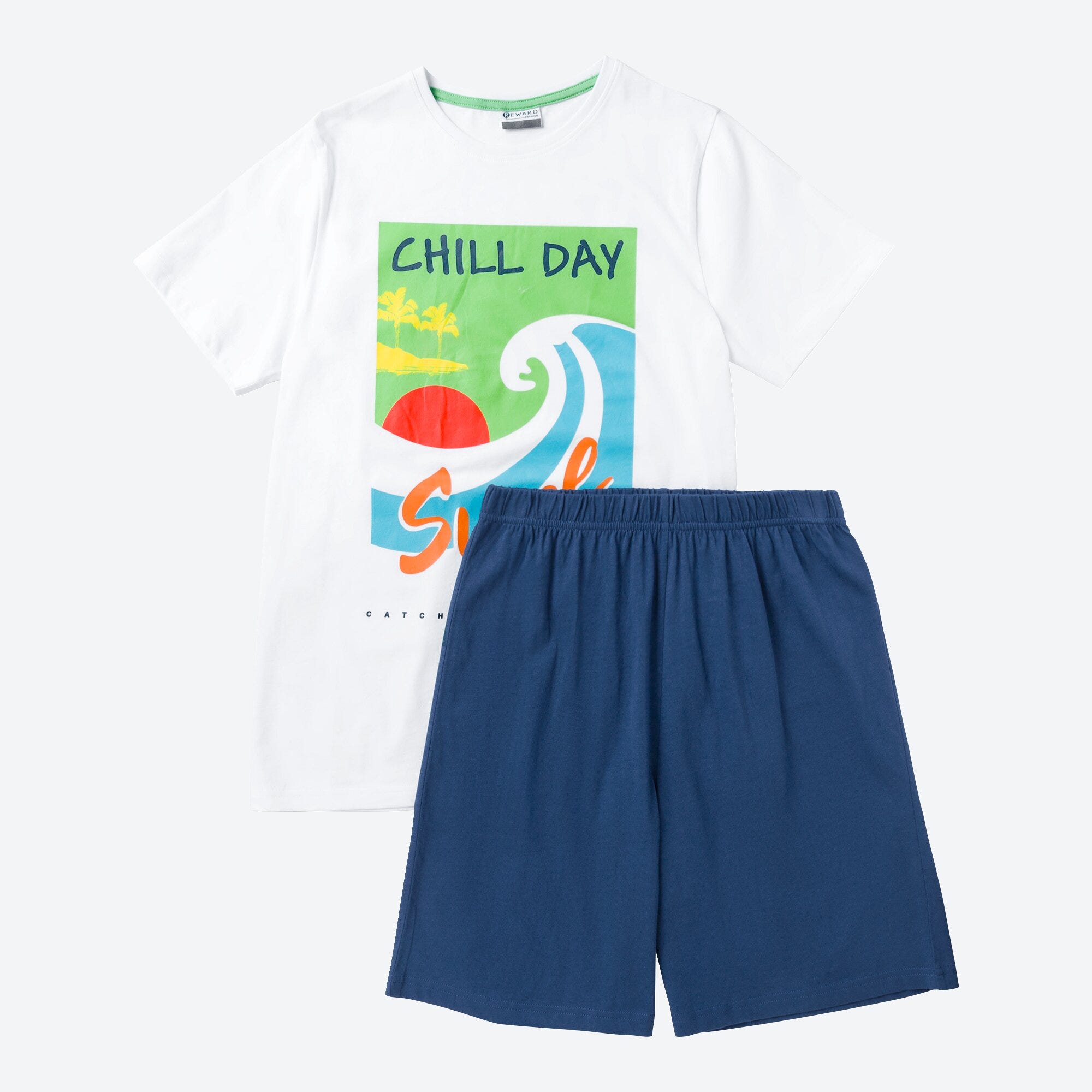 Teener-Jungen-Shorty mit Frontaufdruck, 2-teilig