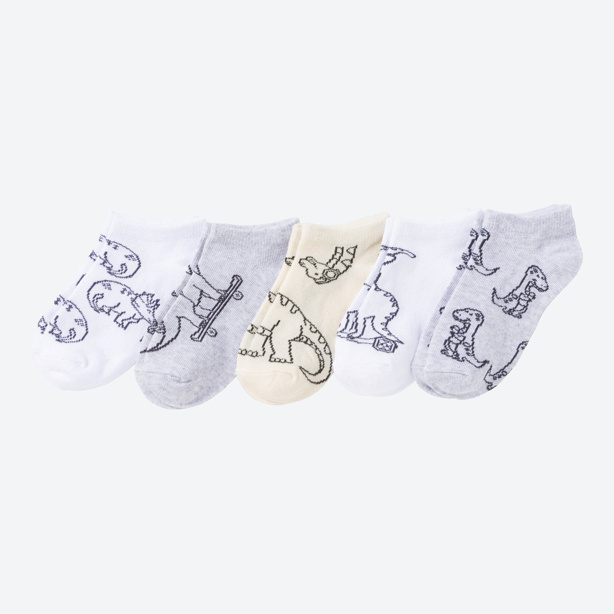Kinder-Jungen-Sneaker-Socken, coole Dino Musterung, 5er-Pack