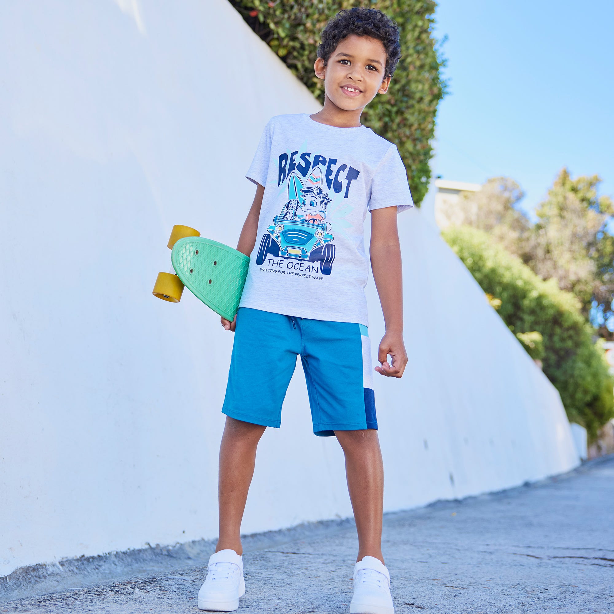 Kinder-Jungen-Set mit Frontaufdruck, 2-teilig